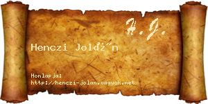 Henczi Jolán névjegykártya