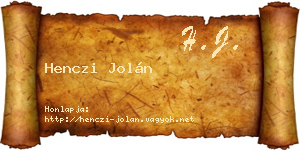 Henczi Jolán névjegykártya